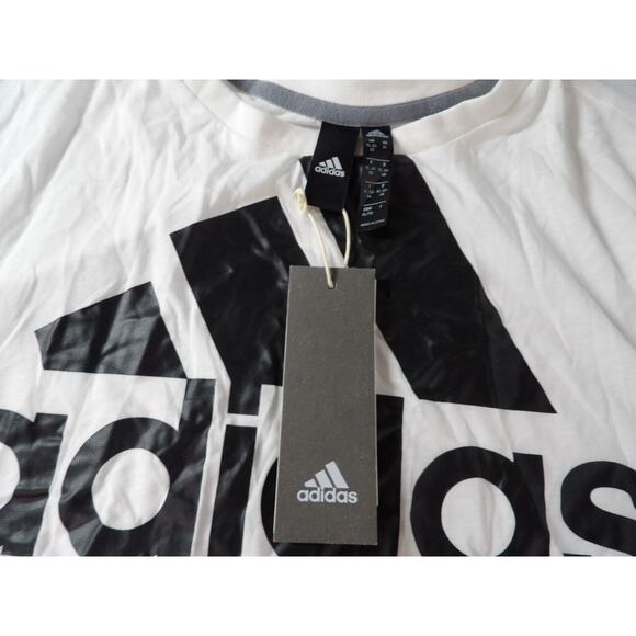 Adidas XL Big Boss Cropped Tee Shirt White Logo Ladies NWT Oversized Activewear - Picture 5 of 11